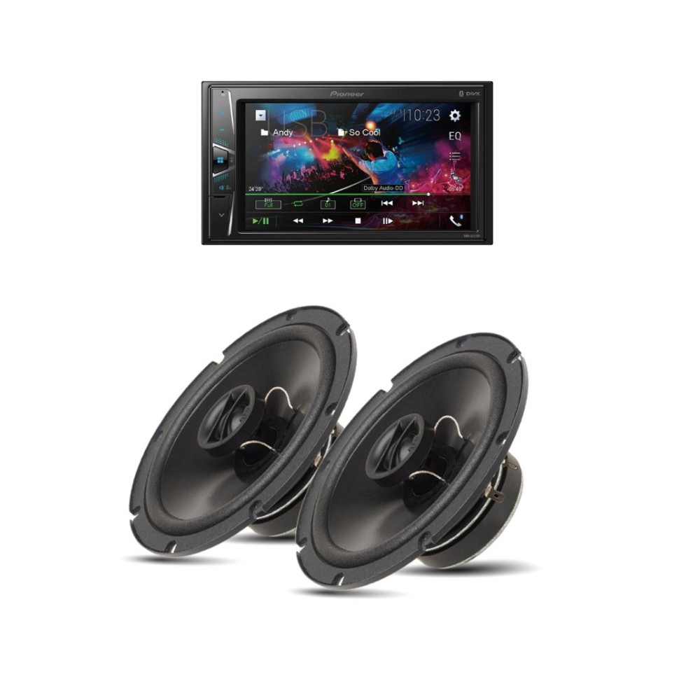 Πακέτο Ήχου Αυτοκινήτου με Πηγή Pioneer DMH-G221BT 2 DIN και Ζεύγος Ηχείων Powerbass S-650T 